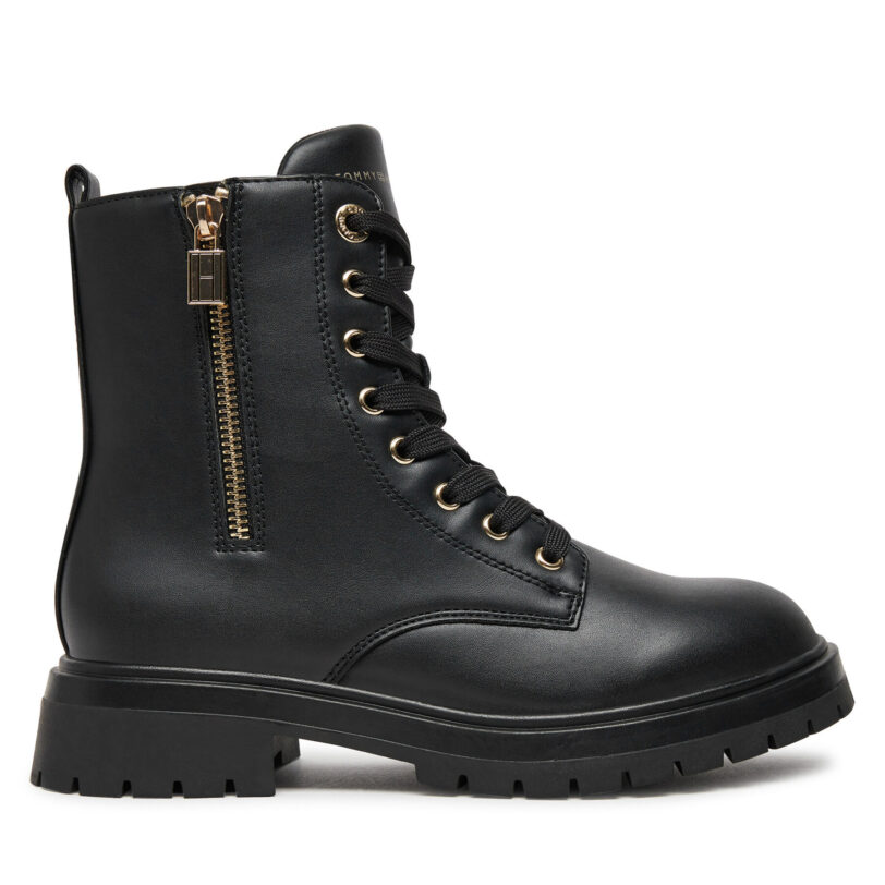 Туристически oбувки Tommy Hilfiger Lace-Up Bootie T3A5-33567-1351 S Черен цвят на ниска цена