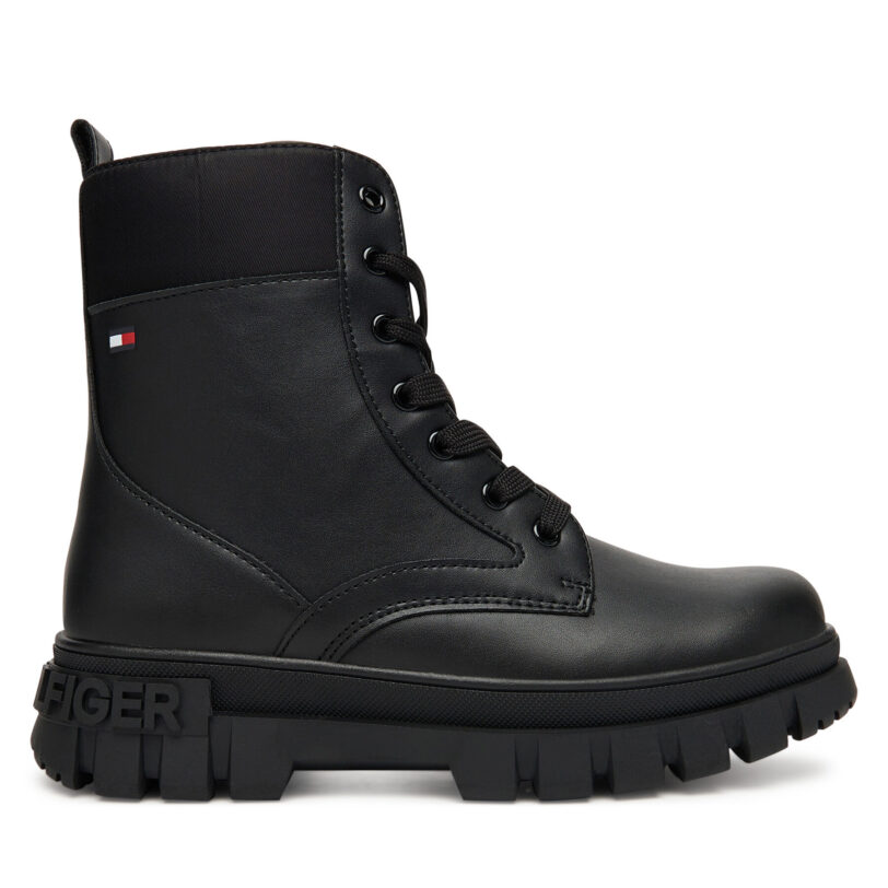 Туристически oбувки Tommy Hilfiger Lace-Up Bootie T3A5-34046-1695 D Черен цвят на ниска цена