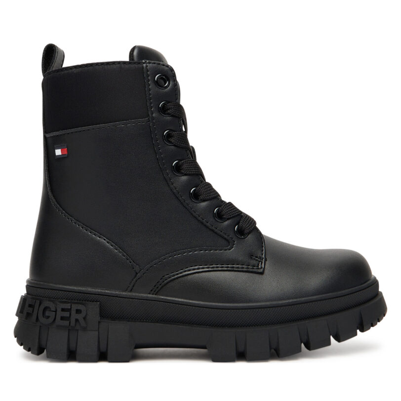 Туристически oбувки Tommy Hilfiger Lace-Up Bootie T3A5-34046-1695 S Черен цвят на ниска цена