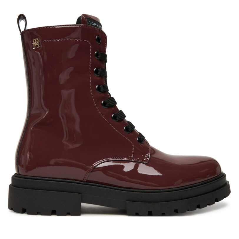 Туристически oбувки Tommy Hilfiger Lace-Up Bootie T4A5-34025-0775 D Бордо цвят на ниска цена