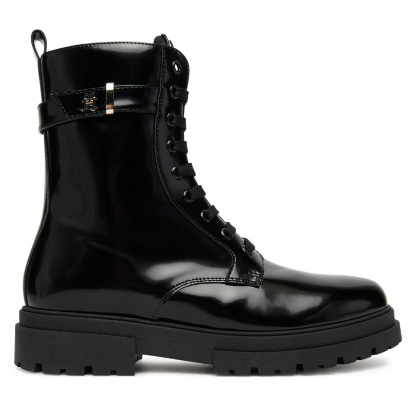 Туристически oбувки Tommy Hilfiger Lace-Up Bootie T4A5-34028-1453 D Черен цвят на ниска цена