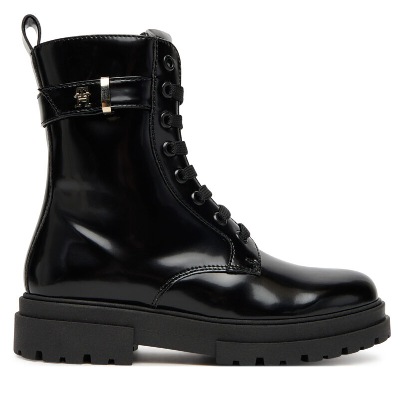 Туристически oбувки Tommy Hilfiger Lace-Up Bootie T4A5-34028-1453 S Черен цвят на ниска цена