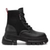 Туристически oбувки Tommy Jeans Tjw Chunky Lace Up Boot Mix Mat EN0EN02554 Черен цвят на ниска цена
