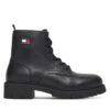 Туристически oбувки Tommy Jeans Tjw Lace Up Leather Boot EN0EN02824 Черен цвят на ниска цена