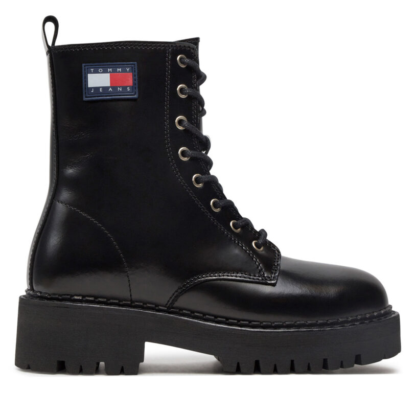Туристически oбувки Tommy Jeans Urban Tommy Jeans Lace Up Boot EN0EN01995 Черен цвят на ниска цена