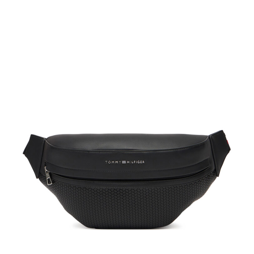Чанта за кръст Tommy Hilfiger Th Woven Bum Bag AM0AM13634 Черен цвят на ниска цена