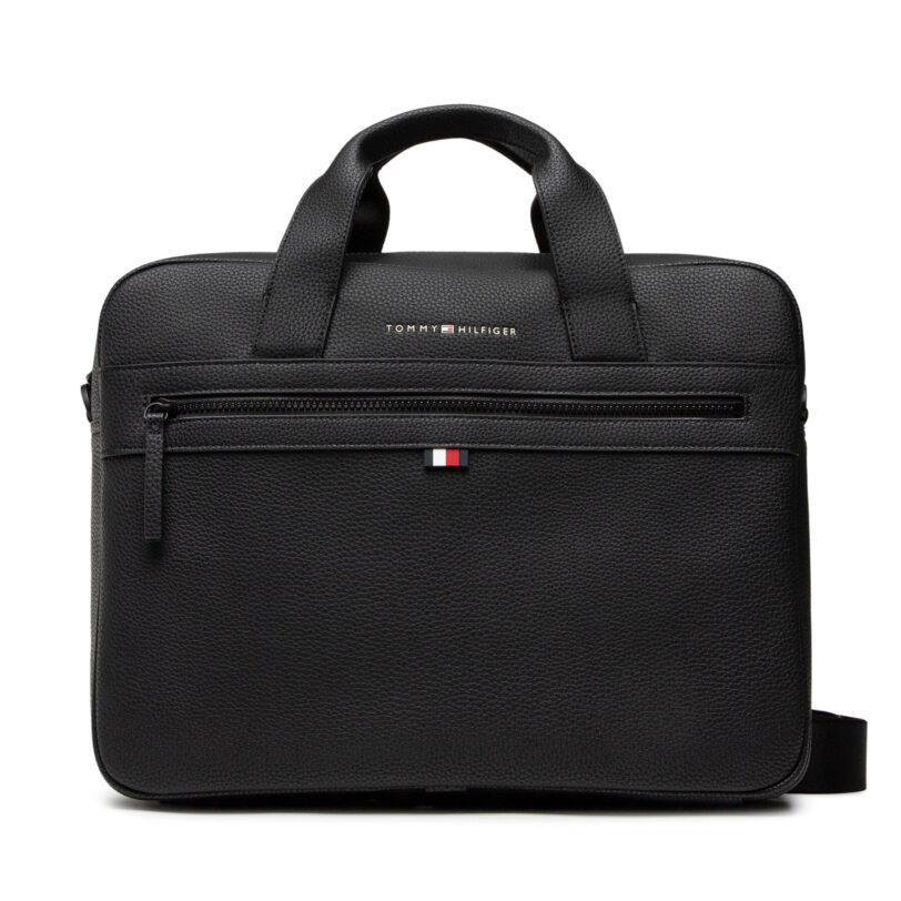Чанта за лаптоп Tommy Hilfiger Essential Pu Computer Bag AM0AM09507 Черен цвят на ниска цена
