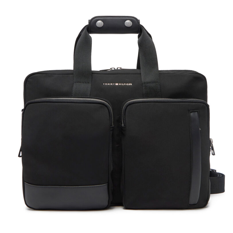 Чанта за лаптоп Tommy Hilfiger Th Business Nylon Computer Bag AM0AM13191 Черен цвят на ниска цена
