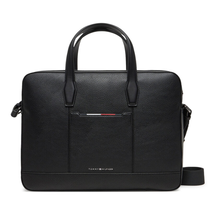 Чанта за лаптоп Tommy Hilfiger Th Central Slim Computer Bag AM0AM13484 Черен цвят на ниска цена
