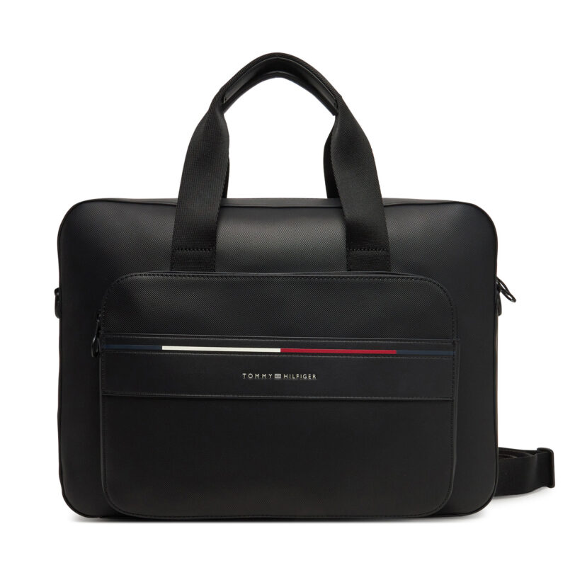 Чанта за лаптоп Tommy Hilfiger Th Foundation Computer Bag AM0AM13198 Черен цвят на ниска цена