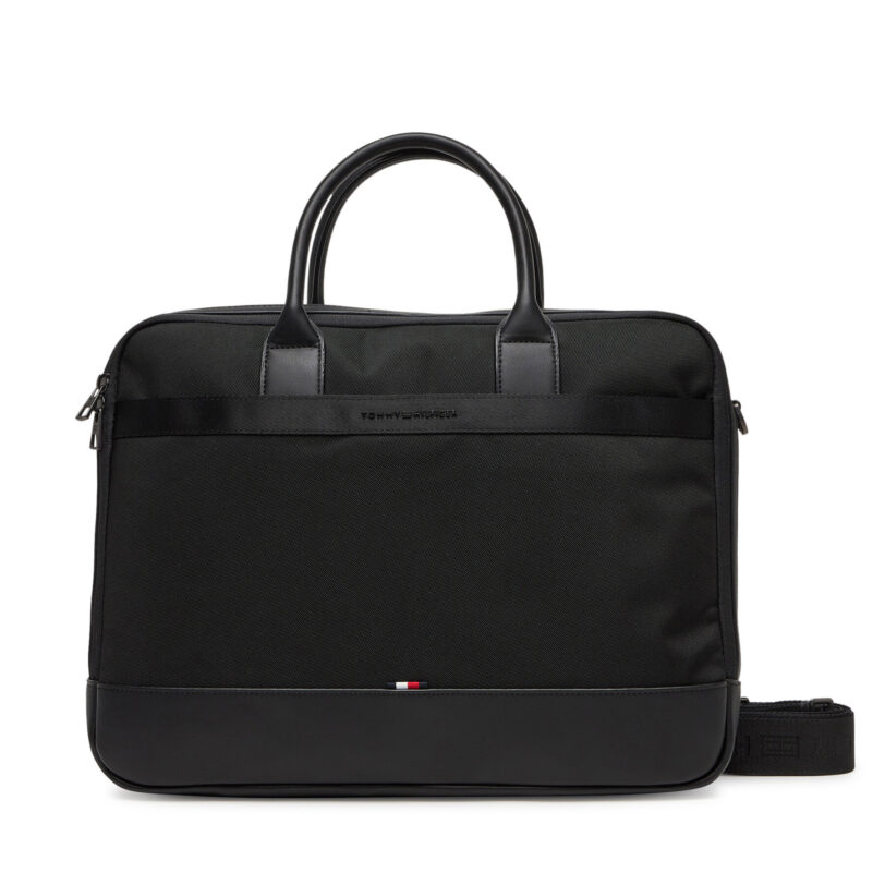 Чанта за лаптоп Tommy Hilfiger Th Nylon Travel Computer Bag AM0AM13470 Черен цвят на ниска цена
