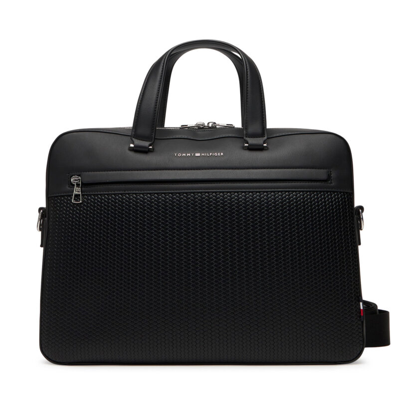Чанта за лаптоп Tommy Hilfiger Th Woven Computer Bag AM0AM13660 Черен цвят на ниска цена