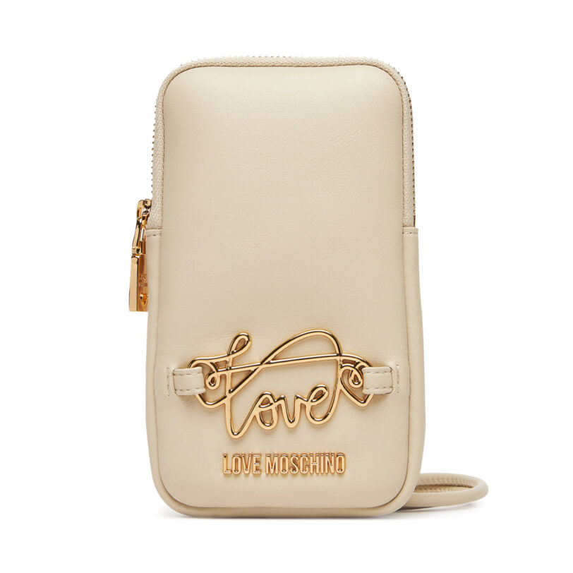 Чантичка за телефон LOVE MOSCHINO JC5737PP0MKG0110 Екрю цвят на ниска цена