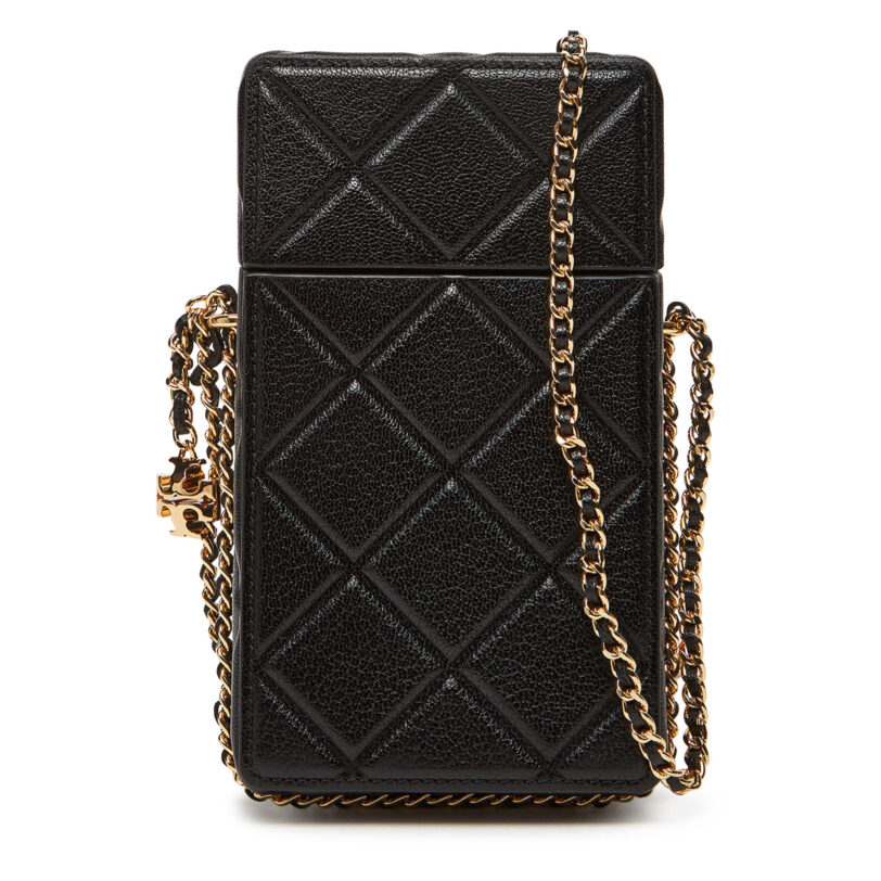 Чантичка за телефон Tory Burch Fleming Flap 163417 Черен цвят на ниска цена
