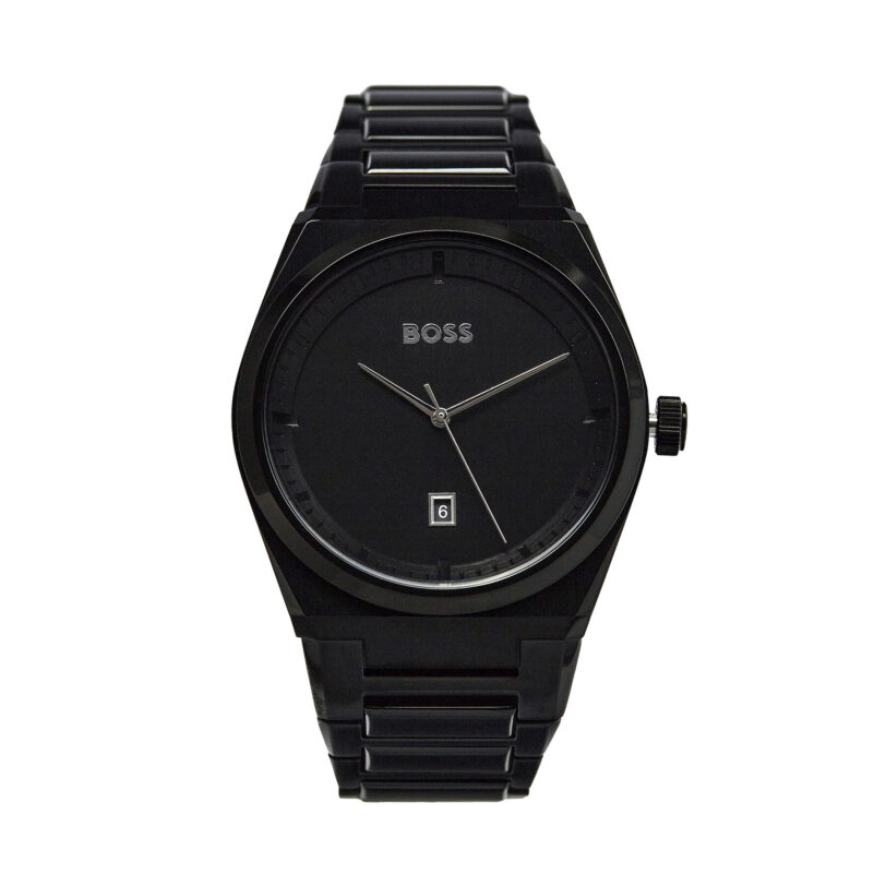 Часовник Boss Steer 1513994 Черен цвят на ниска цена