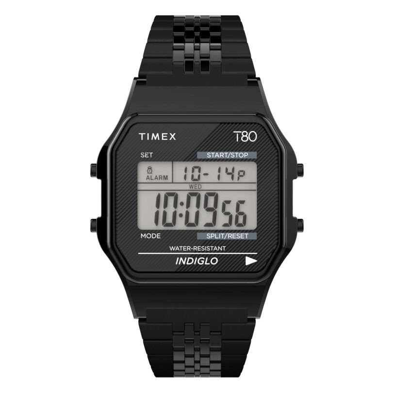 Часовник Timex T80 TW2R79400 Черен цвят на ниска цена