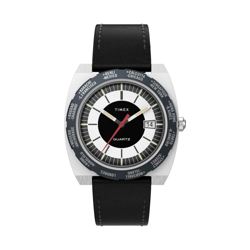 Часовник Timex World Time 1972 Reissue TW2V69500 Черен цвят на ниска цена