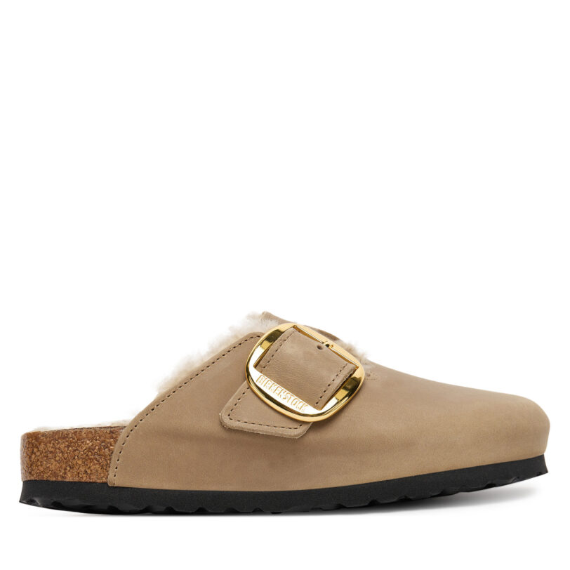 Чехли Birkenstock Boston Big Buckle Shearling 1030444 Кафяв цвят на ниска цена
