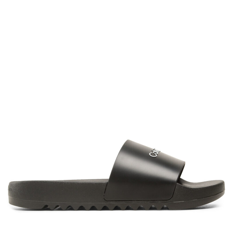 Чехли Calvin Klein Chuncky Pool Slide Rub HM0HM01063 Черен цвят на ниска цена
