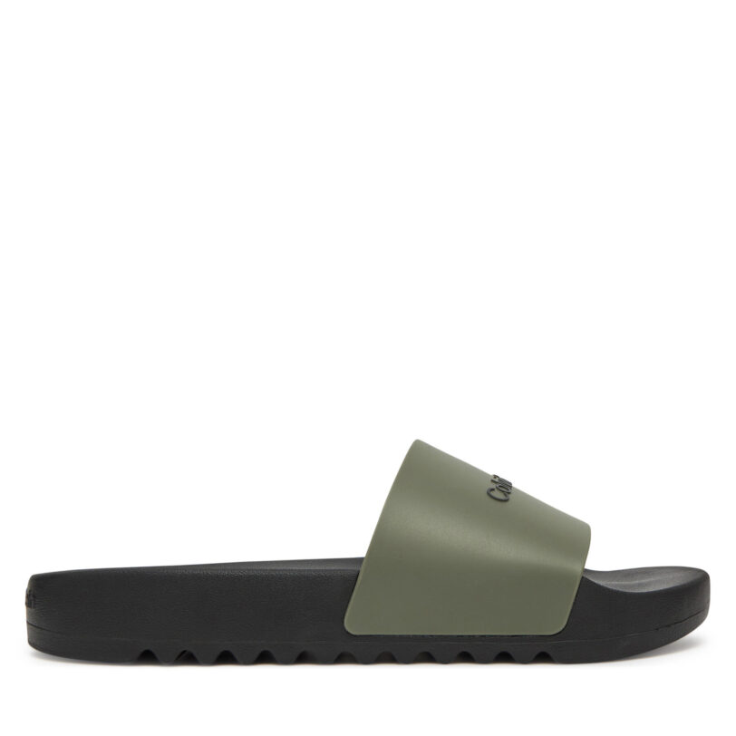 Чехли Calvin Klein Chunky Pool Slide Rub HM0HM01063 Зелен цвят на ниска цена
