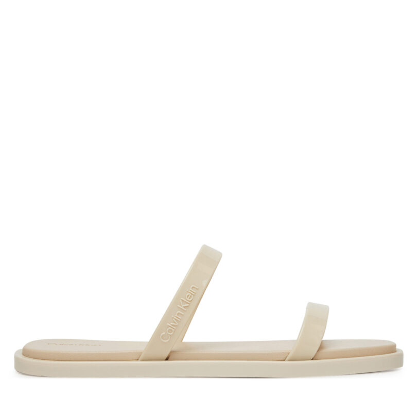 Чехли Calvin Klein Double Bar Slide - Jelly HW0HW02417 Екрю цвят на ниска цена