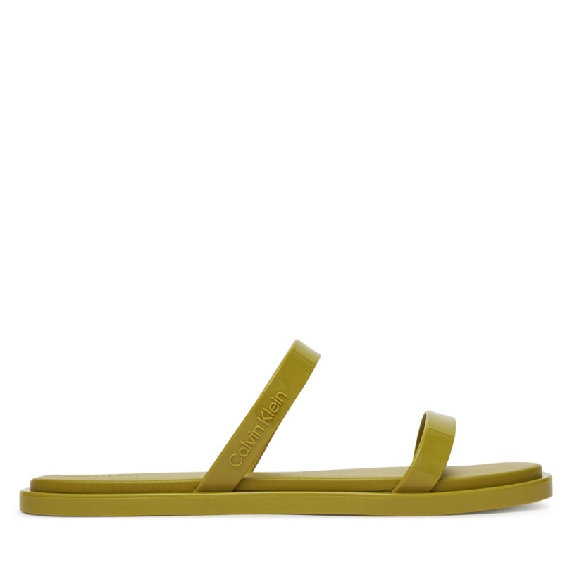 Чехли Calvin Klein Double Bar Slide - Jelly HW0HW02417 Зелен цвят на ниска цена