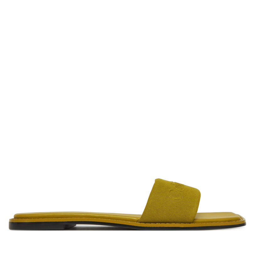 Чехли Calvin Klein Flat Slide - He HW0HW02378 Зелен цвят на ниска цена