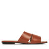Чехли Calvin Klein Flat Slide - Lth 2 Straps HW0HW02365 Кафяв цвят на ниска цена