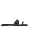 Чехли Calvin Klein Flat Slide Lth HW0HW02071 Черен цвят на ниска цена