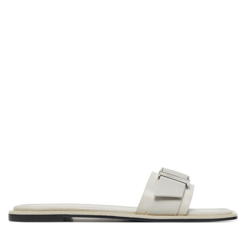 Чехли Calvin Klein Flat Slide W/Buckle - Lth HW0HW02490 Сив цвят на ниска цена