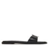 Чехли Calvin Klein Flat Slide W/Ck Hw Big - Lth HW0HW02482 Черен цвят на ниска цена