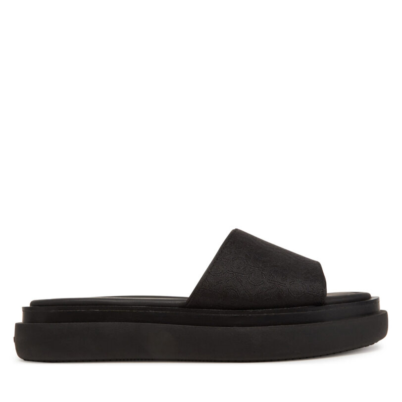 Чехли Calvin Klein Flatform Slide Jacq HW0HW02461 Черен цвят на ниска цена