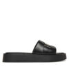 Чехли Calvin Klein Flatform Slide W/Ck Hw - Lth HW0HW02368 Черен цвят на ниска цена