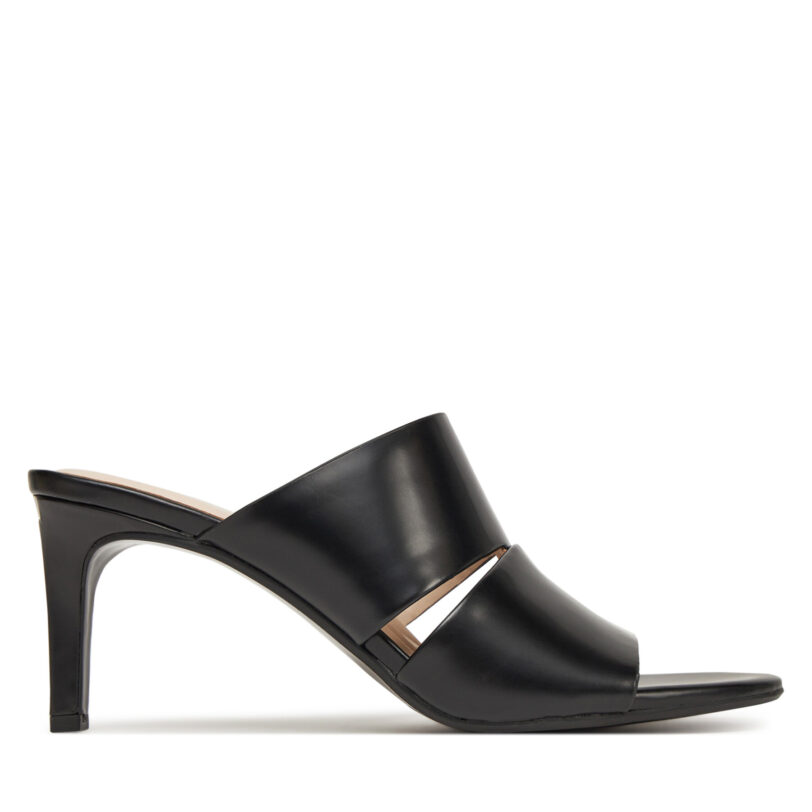 Чехли Calvin Klein Heel Mule 70 - Lth 2 Straps HW0HW02460 Черен цвят на ниска цена