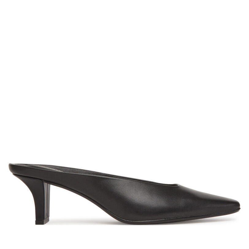 Чехли Calvin Klein Heel Mule Pump 50 - Lth HW0HW02332 Черен цвят на ниска цена