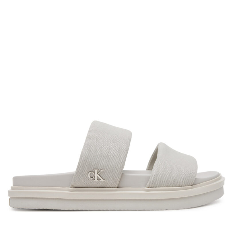 Чехли Calvin Klein Jeans Flat Molded Dbl Bar Sandal Cv YM0YM01222 Сив цвят на ниска цена