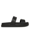 Чехли Calvin Klein Jeans Flat Molded Doublebar Sandal Lth YM0YM01226 Черен цвят на ниска цена