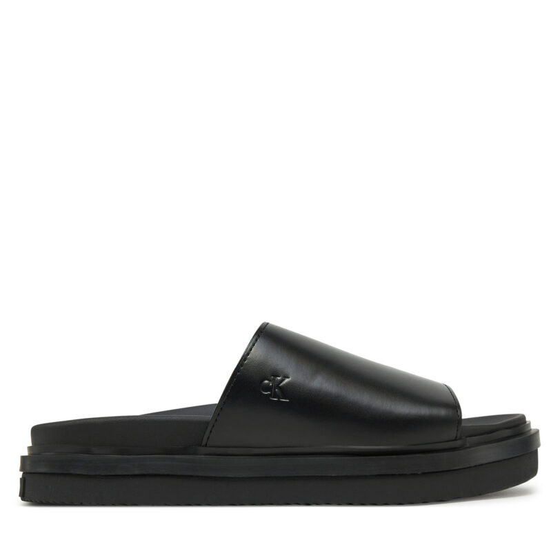 Чехли Calvin Klein Jeans Flat Molded Sandal Slide YW0YW01710 Черен цвят на ниска цена
