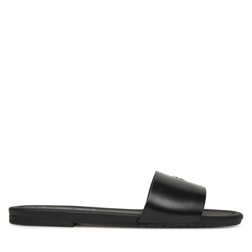 Чехли Calvin Klein Jeans Flat Sandal Slide Mg YW0YW01697 Черен цвят на ниска цена