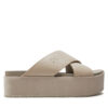 Чехли Calvin Klein Jeans Flatform Cross Mg Uc YW0YW01349 Бежов цвят на ниска цена