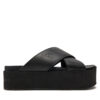 Чехли Calvin Klein Jeans Flatform Cross Mg Uc YW0YW01349 Черен цвят на ниска цена