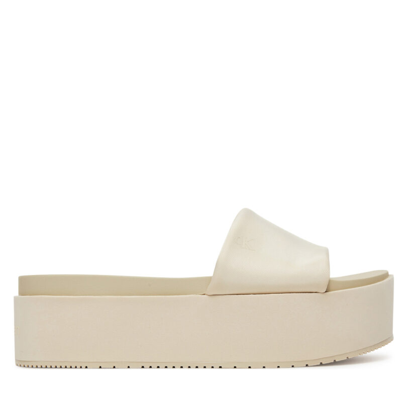 Чехли Calvin Klein Jeans Flatform Sandal Slide In Nylon YW0YW01791 Екрю цвят на ниска цена