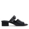 Чехли Calvin Klein Jeans Heel Square Mg Buckle Lth YW0YW01701 Черен цвят на ниска цена