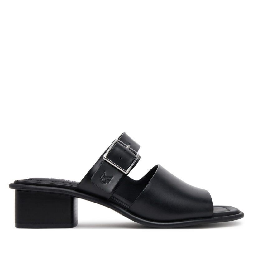Чехли Calvin Klein Jeans Heel Square Mg Buckle Lth YW0YW01701 Черен цвят на ниска цена