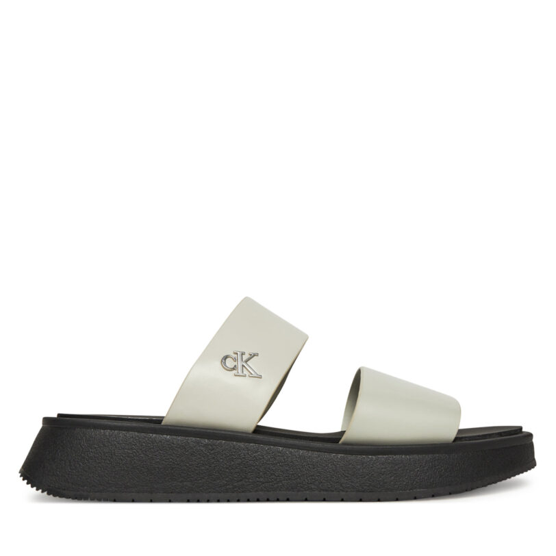 Чехли Calvin Klein Jeans Sandal Slide Double Strap YW0YW01694 Бял цвят на ниска цена