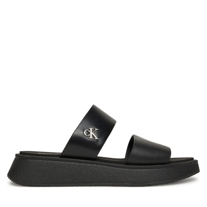 Чехли Calvin Klein Jeans Sandal Slide Double Strap YW0YW01694 Черен цвят на ниска цена