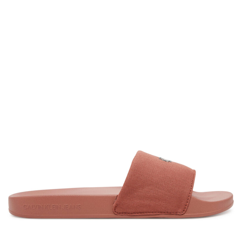 Чехли Calvin Klein Jeans Slide Monogram Hardware YW0YW01713 Коралов цвят на ниска цена
