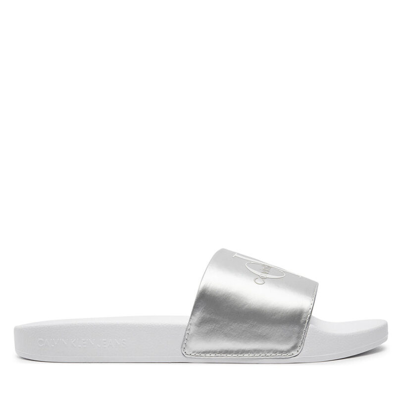 Чехли Calvin Klein Jeans Slide Ny Pearl YW0YW01243 Сребрист цвят на ниска цена