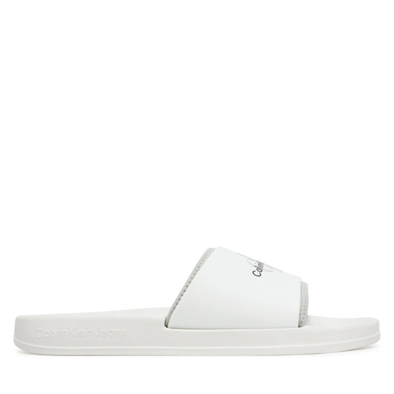 Чехли Calvin Klein Jeans Slide Rubber Neoprene Monologo YM0YM00361 Бял цвят на ниска цена