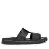 Чехли Calvin Klein Lug Sandal Double T Lth HM0HM01734 Черен цвят на ниска цена
